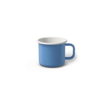 Emaille Tasse 5 cm blau, weißer Rand, Innenfarbe weiß, (Espressotasse)