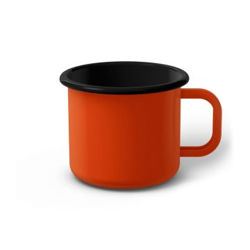 Emaille Tasse 8 cm orange, schwarzer Rand, Innenfarbe schwarz, (Klassiker)