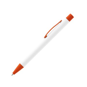 Bokaj Metallkugleschreiber weiß mit farbigen Applikationen orange