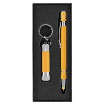 Maya Kugelschreiber und Davis Taschenlampe Geschenkset yellow