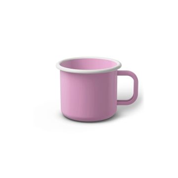 Emaille Tasse 6 cm pink, weißer Rand, Innenfarbe pink, (Kaffeetasse)