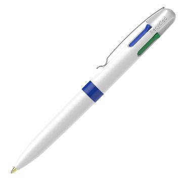 Schneider Take 4 Promo Vier-Schreibfarben Kugelschreiber weiß / blau