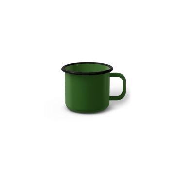 Emaille Tasse 5 cm grün, schwarzer Rand, Innenfarbe grün, (Espressotasse)