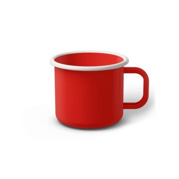Emaille Tasse 7 cm rot, weißer Rand, Innenfarbe rot, (Cappuccinotasse)