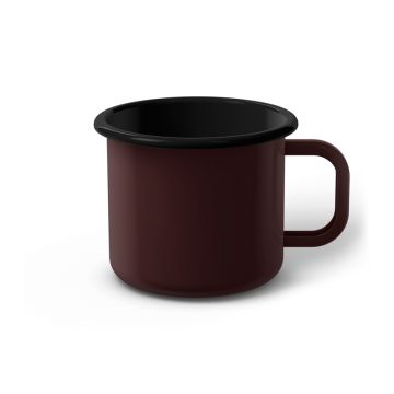 Emaille Tasse 8 cm dunkelbraun, schwarzer Rand, Innenfarbe schwarz, (Klassiker)