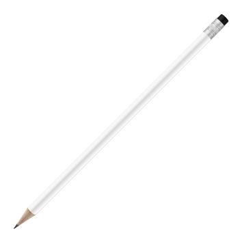 Bleistift rund weiß mit Radierer, FSC black
