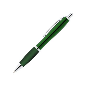 Curvo Metallkugelschreiber chrome mit Softgripgriffzone grün