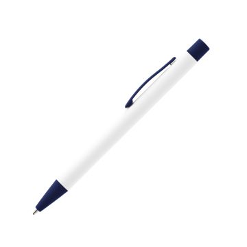 Bokaj Metallkugleschreiber weiß mit farbigen Applikationen dunkelblau
