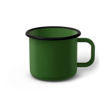 Emaille Tasse 8 cm grün, schwarzer Rand, Innenfarbe grün, (Klassiker)
