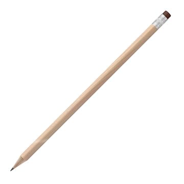 Bleistift rund natur mit Radierer, FSC brown