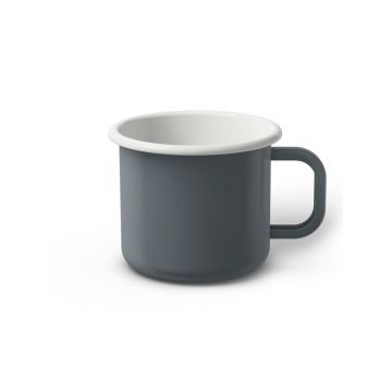 Emaille Tasse 7 cm, weißer Rand, Innenfarbe weiß, (Cappuccinotasse)