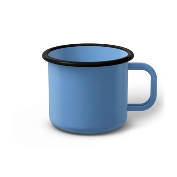 Emaille Tasse 8 cm blau, schwarzer Rand, Innenfarbe blau, (Klassiker)