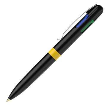 Schneider Take 4 Promo Vier-Schreibfarben Kugelschreiber schwarz / gelb