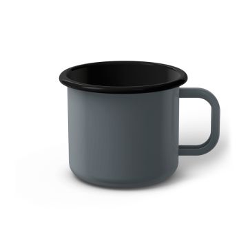 Emaille Tasse 8 cm grau, schwarzer Rand, Innenfarbe schwarz, (Klassiker)