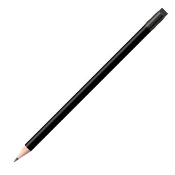 Staedtler Bleistift schwarz, rund mit schwarzer Zwinge und schwarzem Radiertip