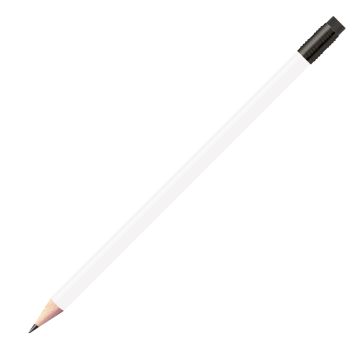 Staedtler Bleistift weiß, rund mit schwarzer Zwinge und schwarzem Radiertip
