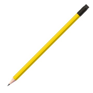 Staedtler Bleistift gelb, eckig mit schwarzer Zwinge und schwarzem Radiertip