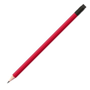 Staedtler Bleistift rot, eckig mit schwarzer Zwinge und schwarzem Radiertip