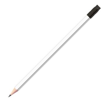 Staedtler Bleistift weiß, eckig mit schwarzer Zwinge und schwarzem Radiertip