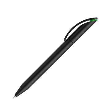 Prodir DS3 TMM Twist Kugelschreiber schwarz matt mit Metallspitze und farbigem Ring