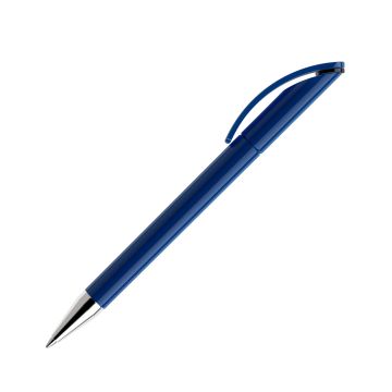 Prodir DS3 TPC Twist Kugelschreiber blau poliert mit Metallspitze und farbigem Ring