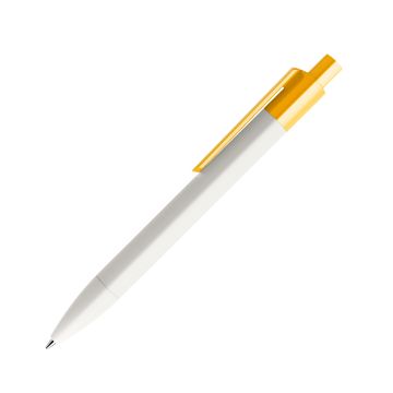 Prodir DS4 PMM Push Kugelschreiber weiß mit farbigem Clip polished