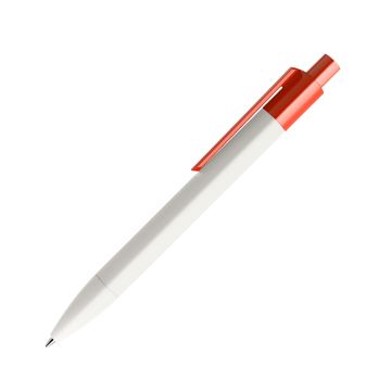 Prodir DS4 PMM Push Kugelschreiber weiß mit farbigem Clip polished