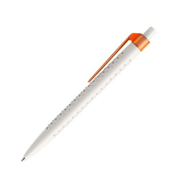 Prodir QS40 PMT Push Kugelschreiber weiß matt mit Clip Flat transparent