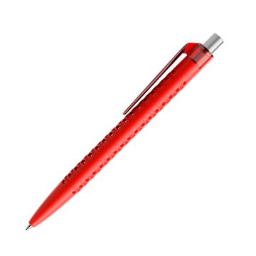 Prodir QS40 PMT Push Kugelschreiber matt mit Clip gerade transparent mit Metalldrücker satiniert