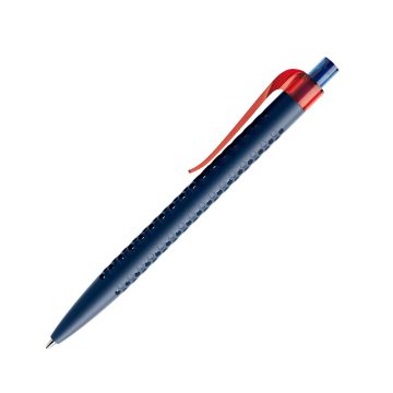 Prodir QS40 PMT Push Kugelschreiber blau matt mit Clip Curve transparent