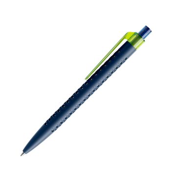 Prodir QS40 PMT Push Kugelschreiber blau matt mit Clip Flat transparent