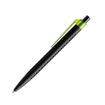 Prodir QS40 PMT Push Kugelschreiber schwarz matt mit Clip Flat transparent