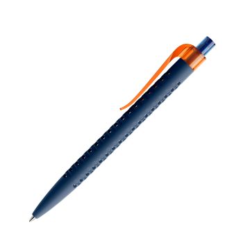 Prodir QS40 PRT Soft Touch Push Kugelschreiber blau mit Clip Curve transparent