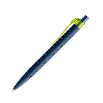 Prodir QS40 PRT Soft Touch Push Kugelschreiber blau mit Clip Curve transparent