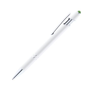 Alpha Soft Touch Kugelschreiber weiß mit farbigem Stylus grün