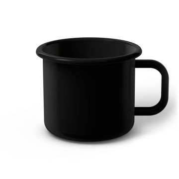 Emaille Tasse 9 cm schwarz, schwarzer Rand, Innenfarbe schwarz, (Jumbotasse)