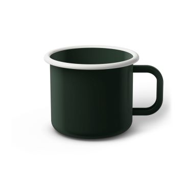 Emaille Tasse 8 cm dunkelgrün, weißer Rand, Innenfarbe dunkelgrün, (Klassiker)