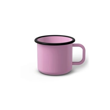 Emaille Tasse 6 cm pink, schwarzer Rand, Innenfarbe pink, (Kaffeetasse)