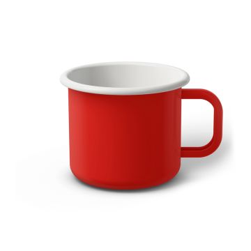 Emaille Tasse 8 cm rot, weißer Rand, Innenfarbe weiß, (Klassiker)