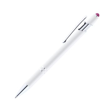 Alpha Soft Touch Kugelschreiber weiß mit farbigem Stylus pink