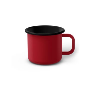 Emaille Tasse 7 cm, schwarzer Rand, Innenfarbe schwarz, (Cappuccinotasse)