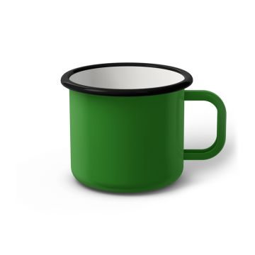 Emaille Tasse 8 cm hellgrün, schwarzer Rand, Innenfarbe weiß, (Klassiker)