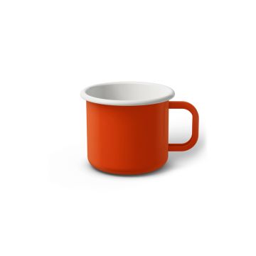 Emaille Tasse 6 cm orange, weißer Rand, Innenfarbe weiß, (Kaffeetasse)