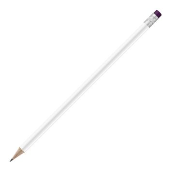 Bleistift rund weiß mit Radierer, FSC purple