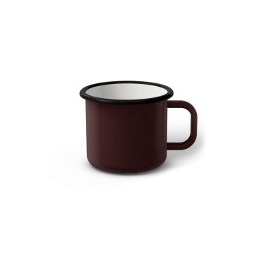 Emaille Tasse 6 cm dunkelbraun, schwarzer Rand, Innenfarbe weiß, (Kaffeetasse)
