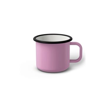 Emaille Tasse 6 cm pink, schwarzer Rand, Innenfarbe weiß, (Kaffeetasse)