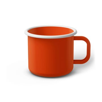 Emaille Tasse 8 cm orange, weißer Rand, Innenfarbe orange, (Klassiker)
