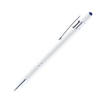 Alpha Soft Touch Kugelschreiber weiß mit farbigem Stylus blau