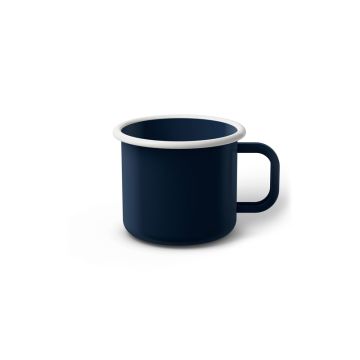 Emaille Tasse 6 cm dunkelblau, weißer Rand, Innenfarbe dunkelblau, (Kaffeetasse)