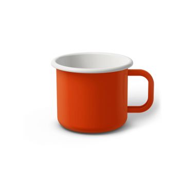 Emaille Tasse 7 cm orange, weißer Rand, Innenfarbe weiß, (Cappuccinotasse)